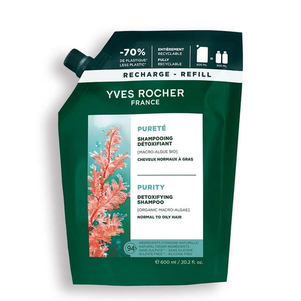 Yves Rocher Detoxikační šampon - náhradní náplň Soin Végétal Capillaire,SOINS CAPILLARIES 600 ml
