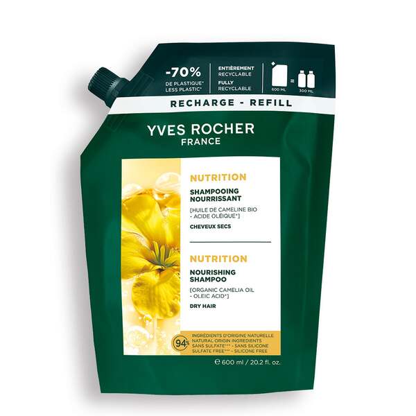 Yves Rocher Vyživující šampon - náhradní náplň Soin Végétal Capillaire 600 ml